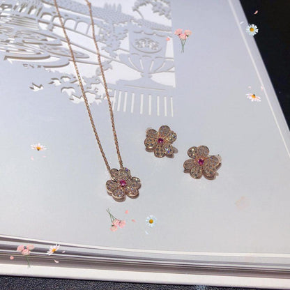 [Marins]FRIVOLE PINK GOLD FLOWER DIAMOND EARRINGS