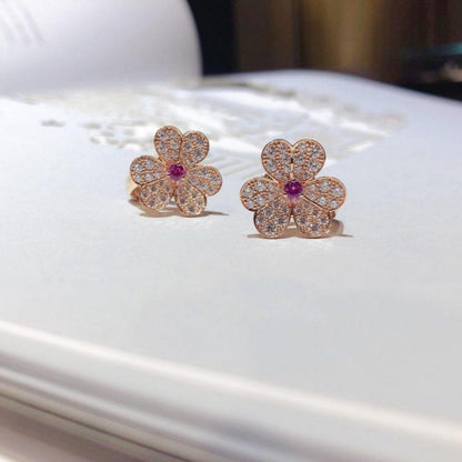 [Marins]FRIVOLE PINK GOLD FLOWER DIAMOND EARRINGS