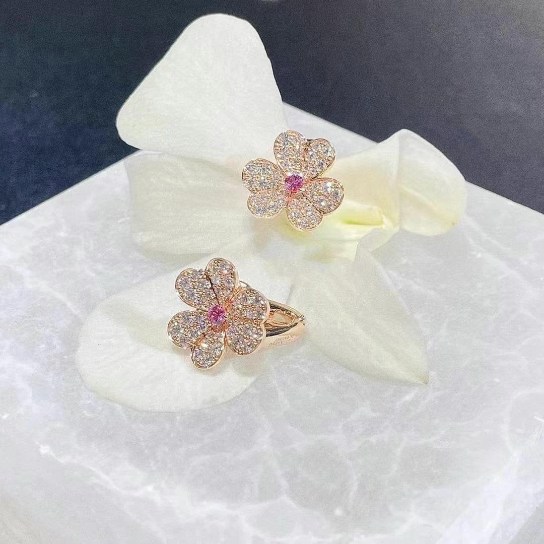 [Marins]FRIVOLE PINK GOLD FLOWER DIAMOND EARRINGS