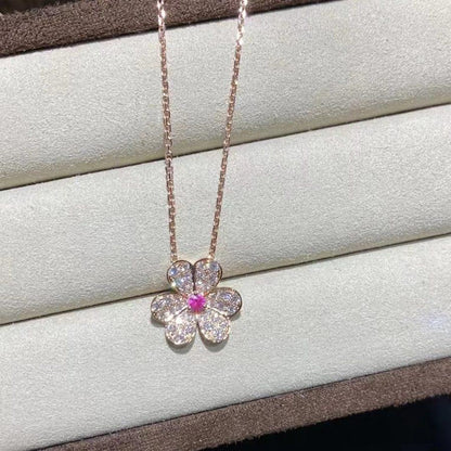 [Marins]FRIVOLE ROSE GOLD FLOWER DIAMOND NECKLACE