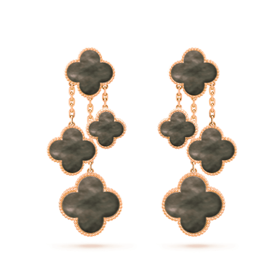 [Marins]CLOVER EARRINGS DARK MOP 4 MOTIFS ROSE GOLD