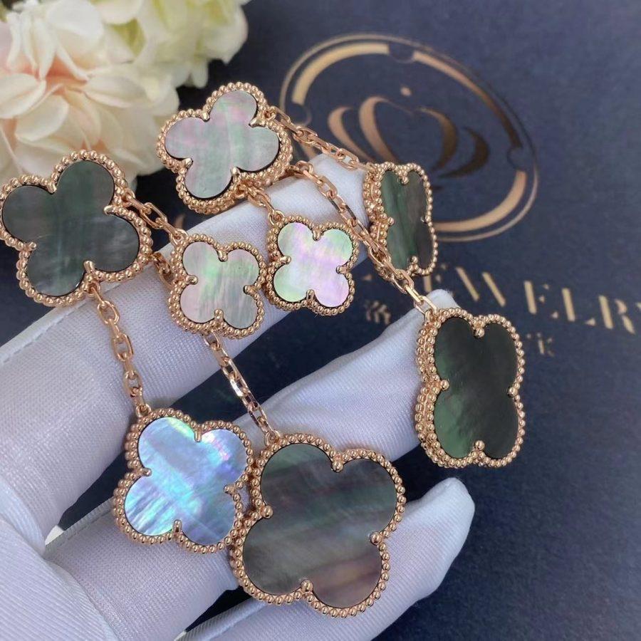 [Marins]CLOVER EARRINGS DARK MOP 4 MOTIFS ROSE GOLD