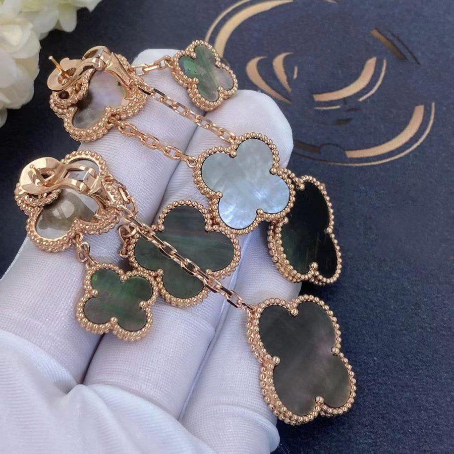 [Marins]CLOVER EARRINGS DARK MOP 4 MOTIFS ROSE GOLD