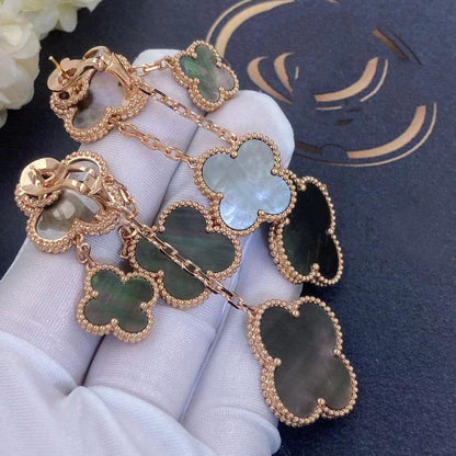 [Marins]CLOVER EARRINGS DARK MOP 4 MOTIFS ROSE GOLD