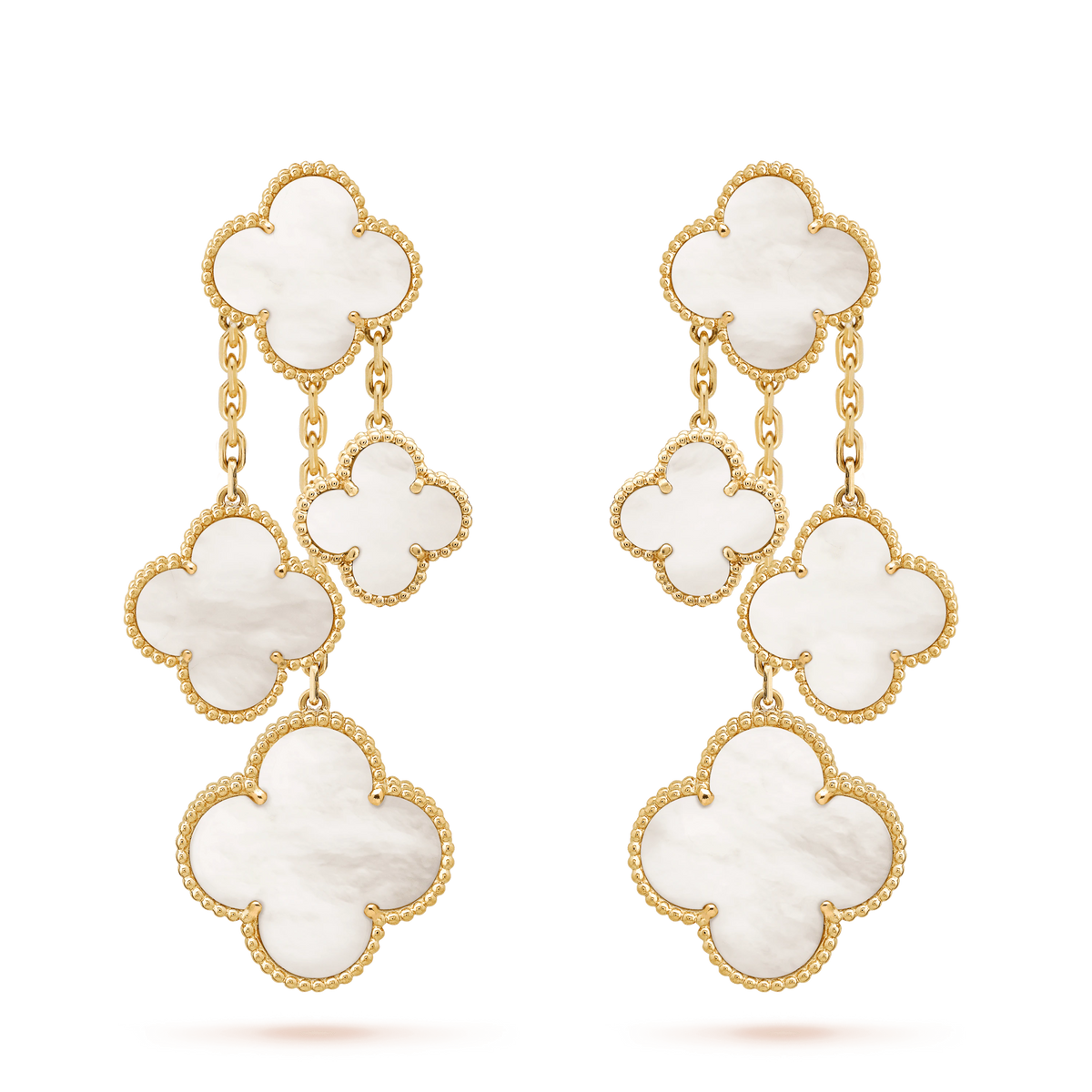 [Marins]CLOVER EARRINGS WHITE MOP 4 MOTIFS GOLD
