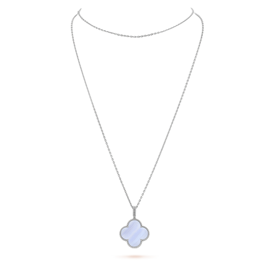 [Marins]CLOVER SILVER CHALCEDONY BIG CLOVER NECKLACE