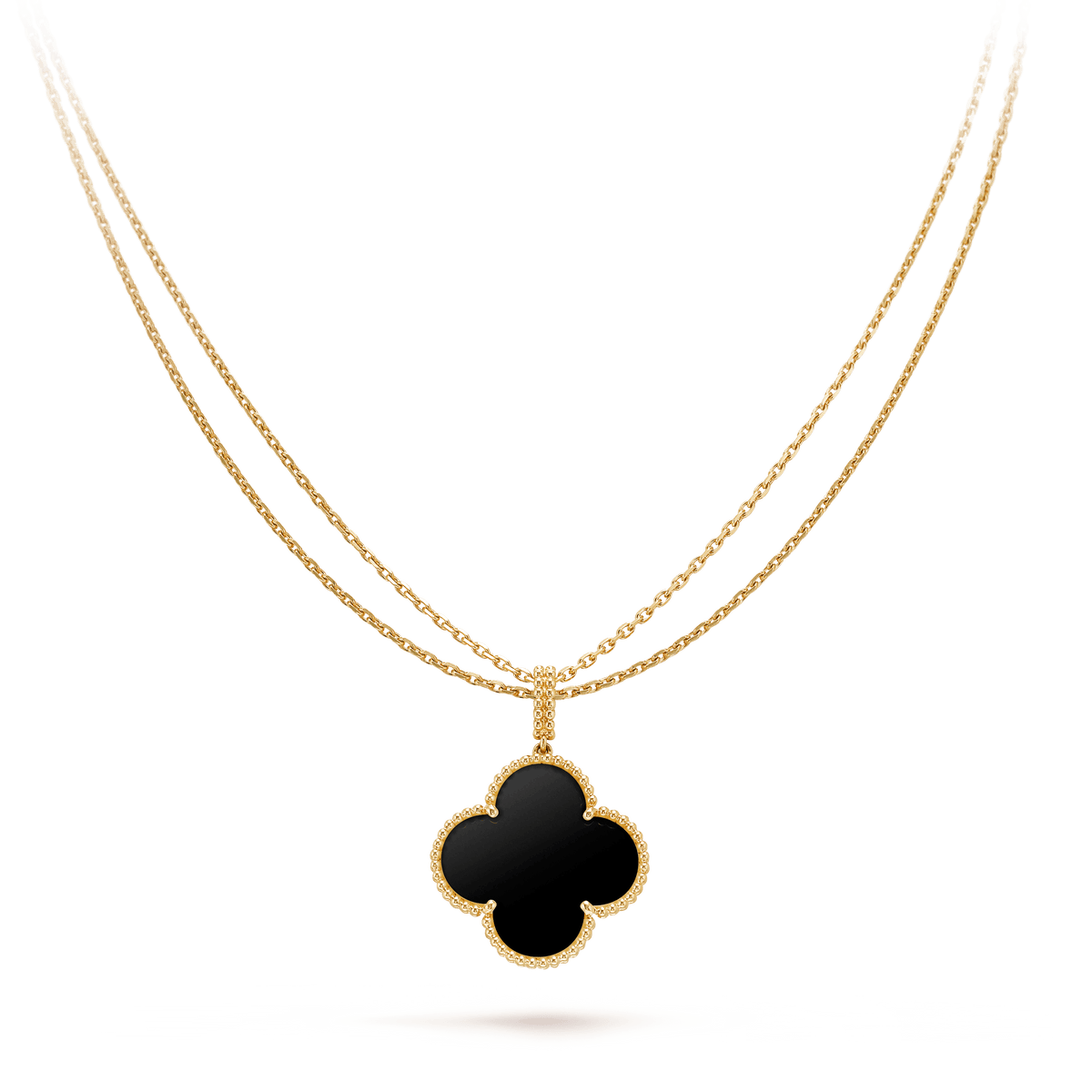 [Marins]CLOVER 25MM GOLD ONYX BIG CLOVER NECKLACE