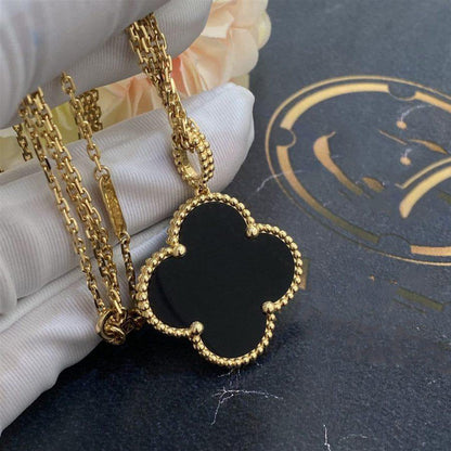 [Marins]CLOVER 25MM GOLD ONYX BIG CLOVER NECKLACE