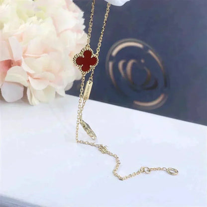 [Marins]CLOVER  CARNELIAN SINGLE FLOWER BRACELET