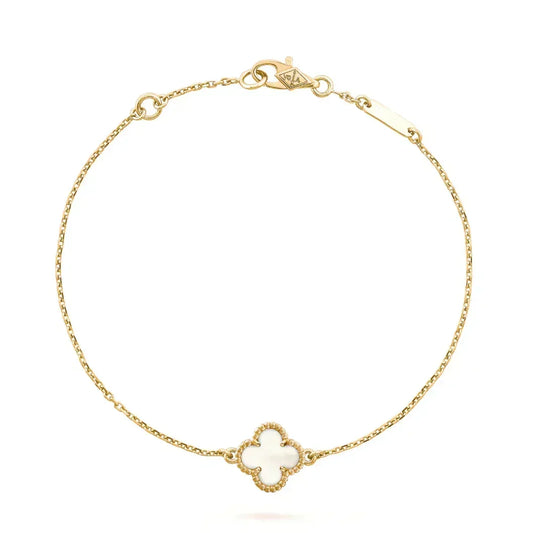 [Marins]CLOVER WHITE MOP SINGLE FLOWER BRACELET