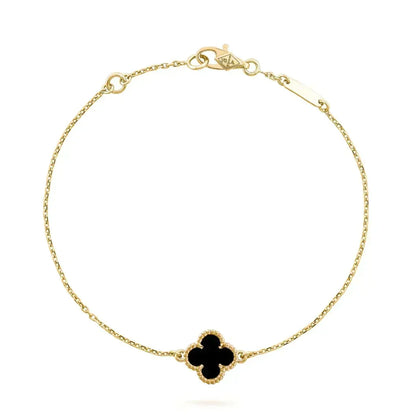 [Marins]CLOVER ONYX SINGLE FLOWER BRACELET