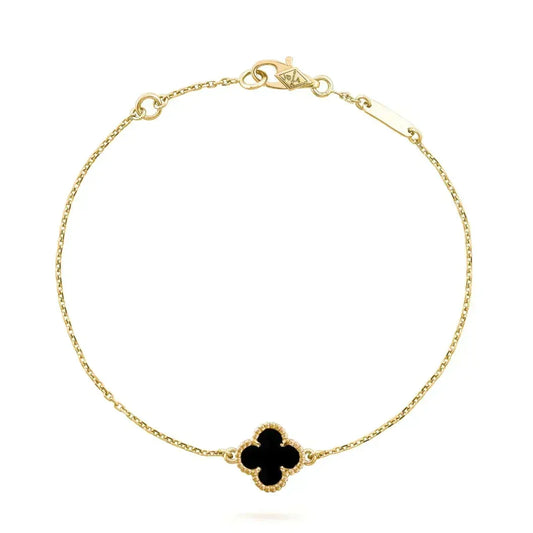 [Marins]CLOVER ONYX SINGLE FLOWER BRACELET