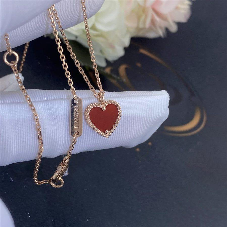 [Marins]SWEET CLOVER CARNELIAN HEART NECKLACE