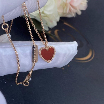 [Marins]SWEET CLOVER CARNELIAN HEART NECKLACE