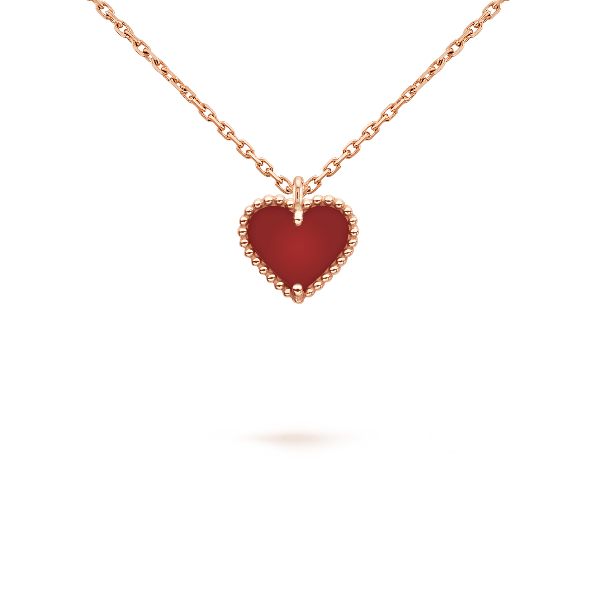 [Marins]SWEET CLOVER CARNELIAN HEART NECKLACE