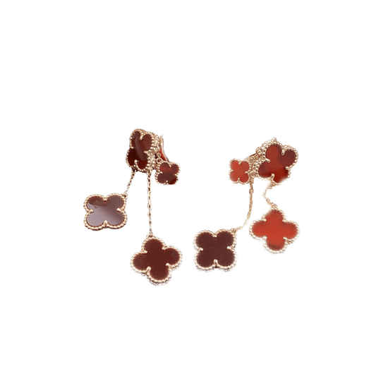 [Marins]CLOVER EARRINGS CARNELIAN 4 MOTIFS PINK GOLD