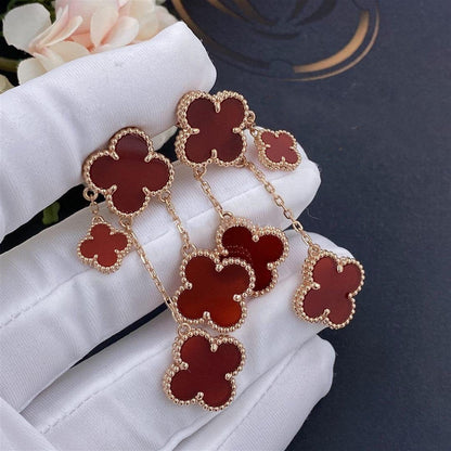 [Marins]CLOVER EARRINGS CARNELIAN 4 MOTIFS PINK GOLD