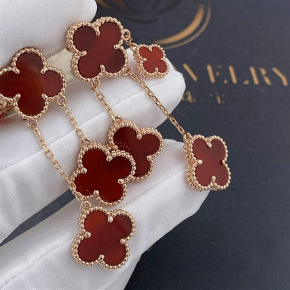 [Marins]CLOVER EARRINGS CARNELIAN 4 MOTIFS PINK GOLD