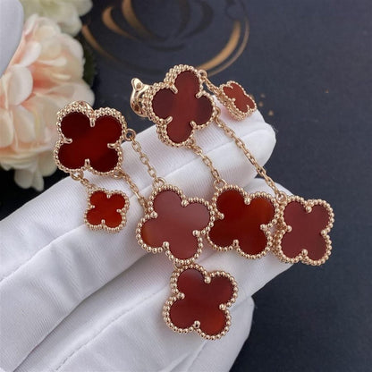 [Marins]CLOVER EARRINGS CARNELIAN 4 MOTIFS PINK GOLD