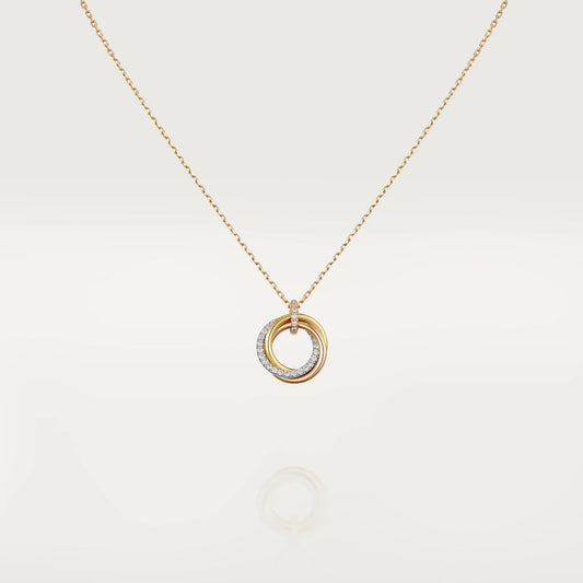 [Marins]TRINITY NECKLACE SILVER GOLD PINK GOLD DIAMONDS