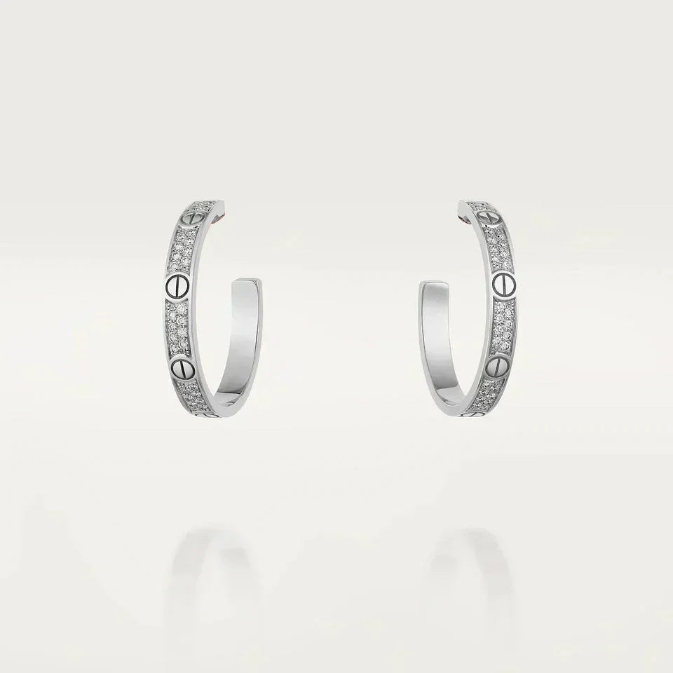 [Marins]LOVE DIAMOND SILVER HOOP EARRINGS