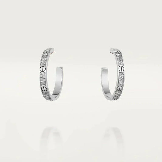 [Marins]LOVE DIAMOND SILVER HOOP EARRINGS