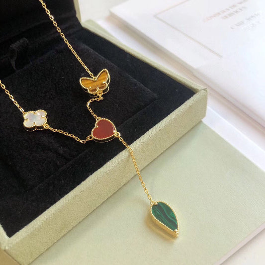 [Marins]LUCKY SPRING 4 MOTIFS ROSE GOLD NECKLACE