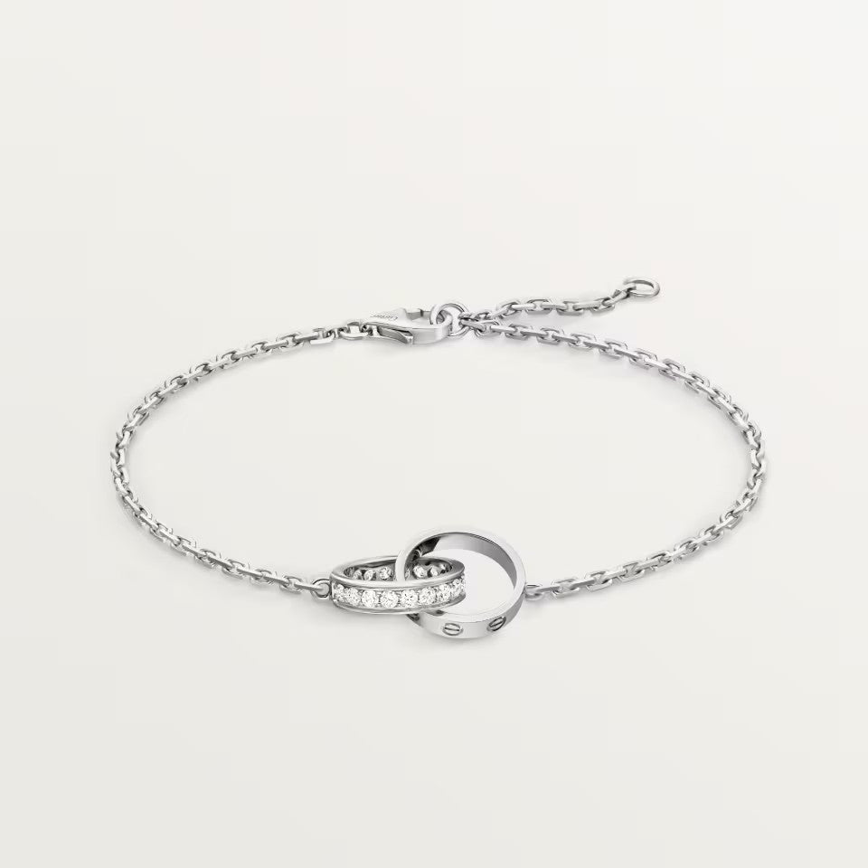 [Marins]LOVE DOUBLE RING HALF DIAMOND BRACELET