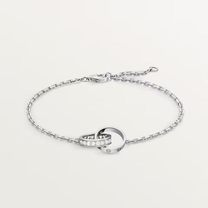 [Marins]LOVE DOUBLE RING HALF DIAMOND BRACELET