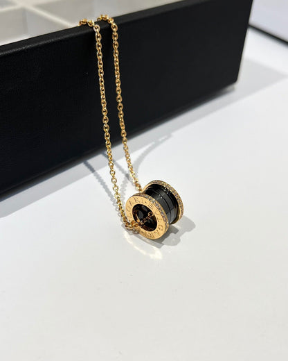 [Marins]ZERO 1 BLACK CERAMIC DIAMOND PINK GOLD NECKLACE