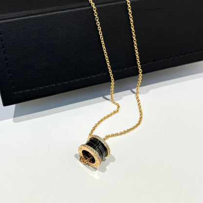 [Marins]ZERO 1 BLACK CERAMIC DIAMOND PINK GOLD NECKLACE