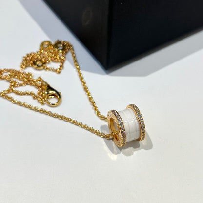 [Marins]ZERO 1 WHITE CERAMIC DIAMOND PINK GOLD NECKLACE